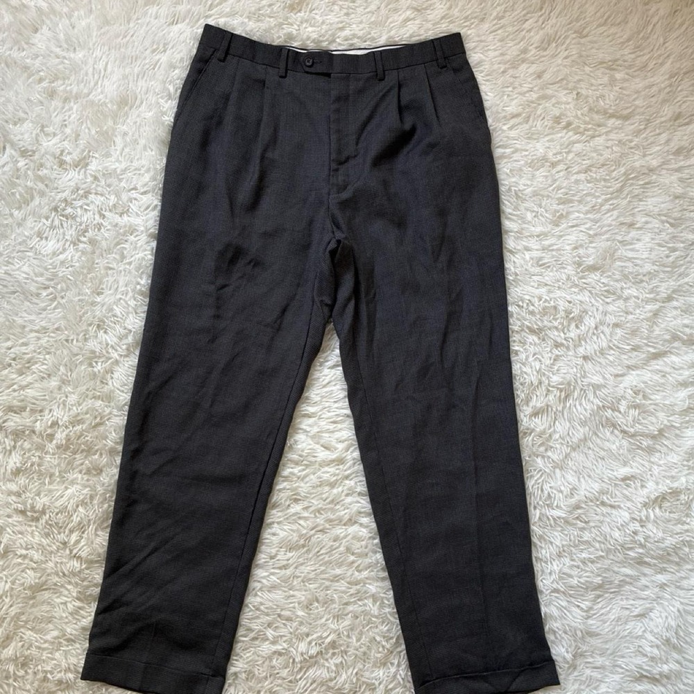 Vintage Retro 80s Prep Ralph Lauren grey straight wide leg pants size 36W x 32L